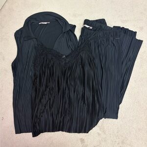 Chic 3 Piece Black Pleated Outfit